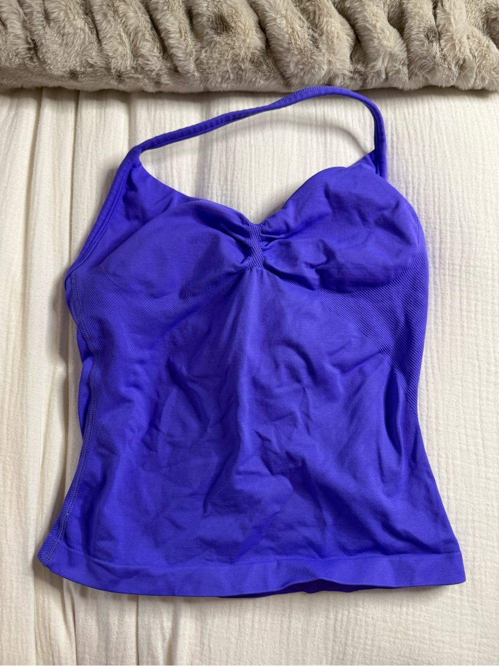 dfyne longline strappy top in electric purple